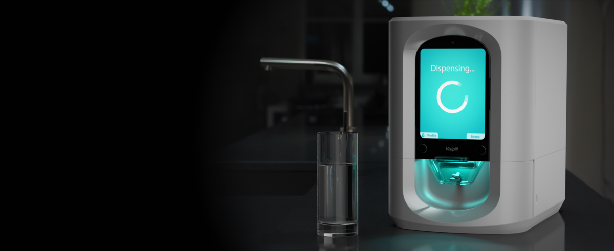 VisiPill smart pill dispenser with illuminated status display